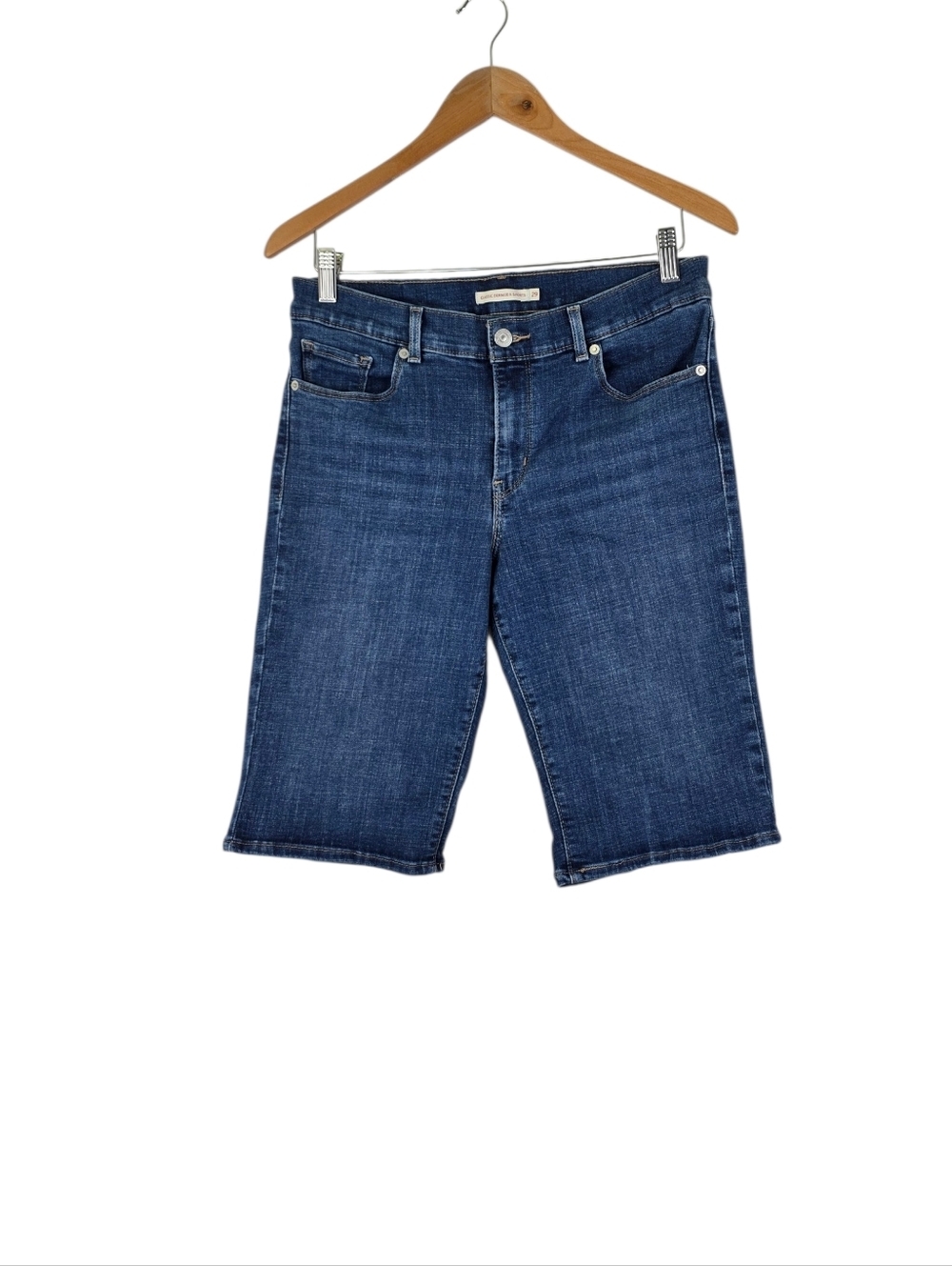 Levi’s Classic Bermuda Shorts Women’s Size 29 Blue Denim Knee Length Dark Wash
